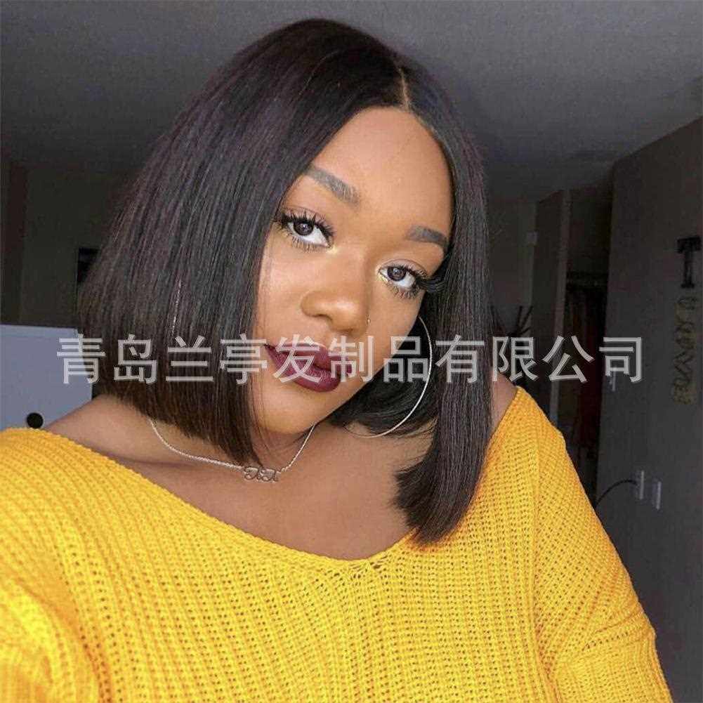 新款直销欧美跨境供销 化纤前蕾丝假发头套 中分自然bob 手织假发