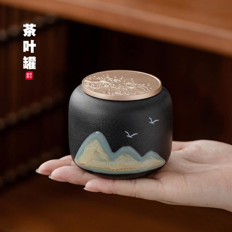 黑陶茶叶罐密封储茶罐普洱黑茶存储罐防潮手工小号茶罐密封茶罐子