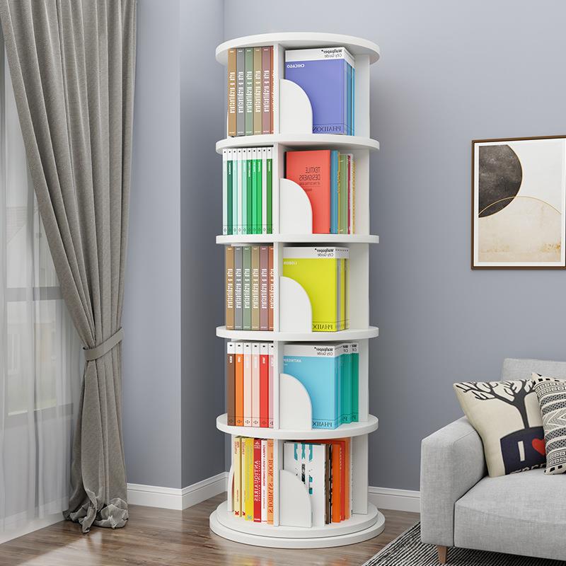 旋转书架360度书柜儿童家用绘本架客厅夹缝落地收纳柜多层置物架