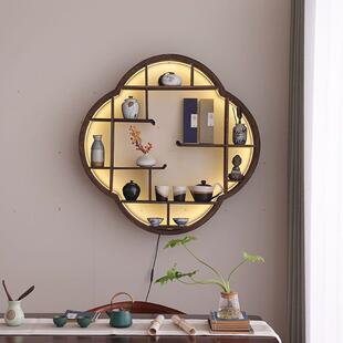 仿古小型博古架墙上置物架灯带款 居家碎收纳墙上多阁零 IKR宝中式