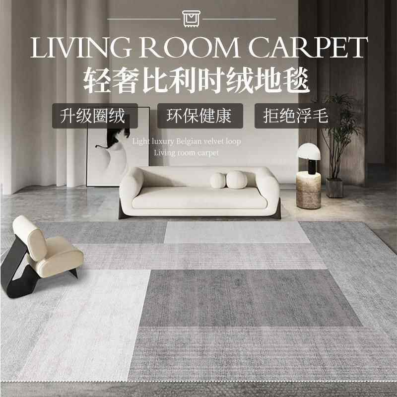 轻奢简约厅地毯用UIZ圈绒防滑阳台窗地垫家卧室床边舒适柔飘软脚