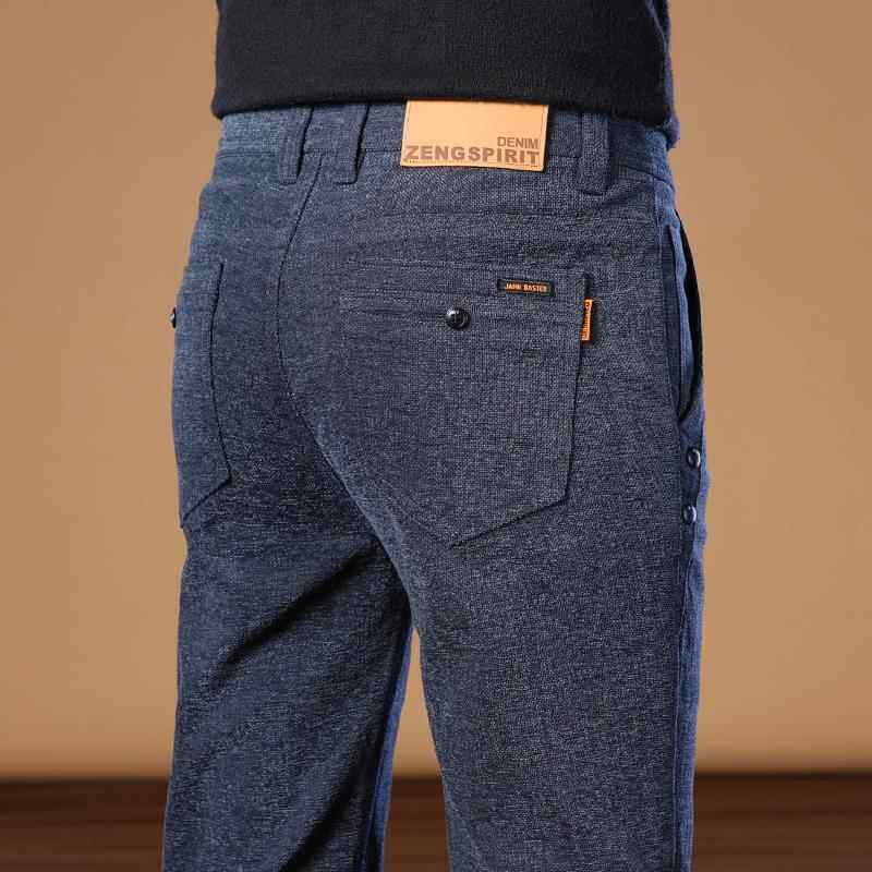 2525秋冬季新款高端毛呢休闲裤男士修身直筒商务百搭长裤子厚款潮