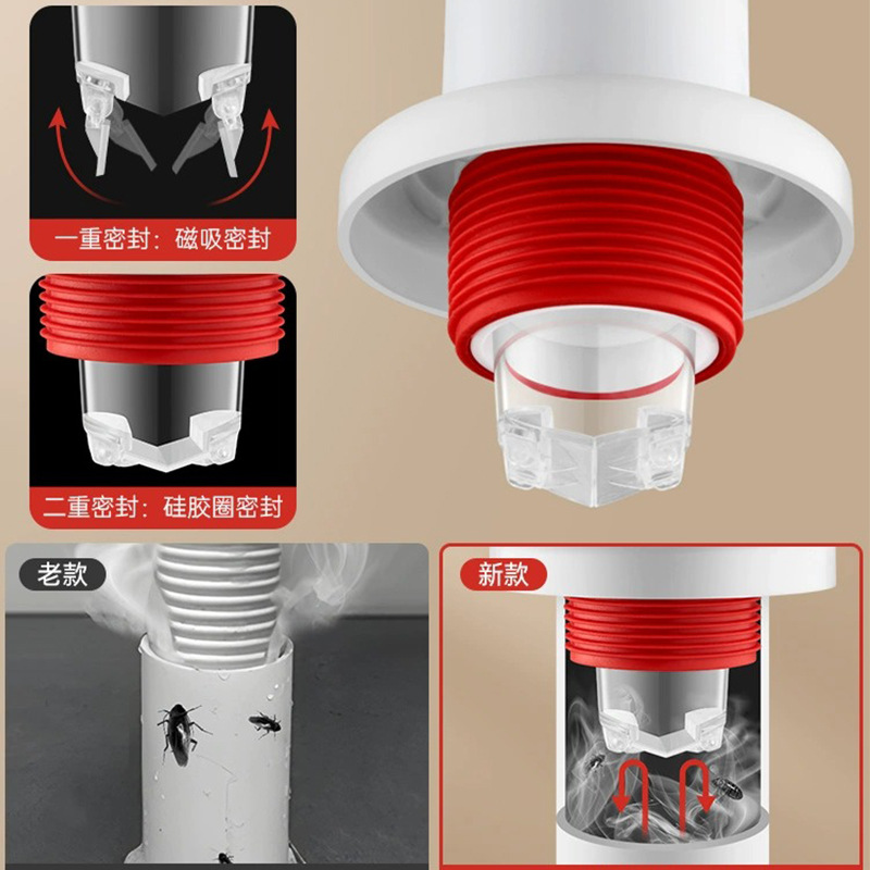 厨房下水管防返臭神器洗衣机排水管下水道防反水溢水塞管密封圈