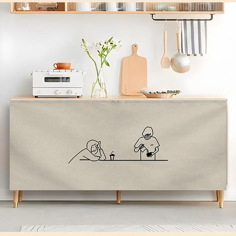 咖啡店柜子杂物遮挡帘无门整体橱柜防尘遮丑布帘免打孔自粘魔术贴