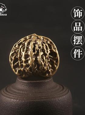 复古黄铜实心大号核桃手把件把玩文玩镇纸可加扣做挂件铜工艺品