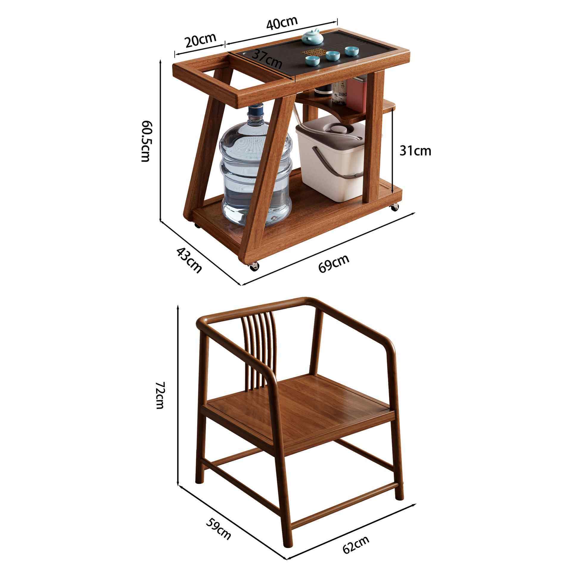 高档动小茶台阳台茶桌茶椅用组移合类茶茶水柜名宿普通家小几客厅