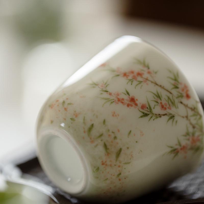 无落 景德镇釉下彩手绘杏雨思柔主人杯家用日式茶杯功夫茶具单杯