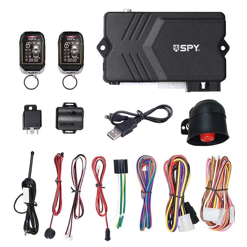 SPY car alarm 一键启动双向汽车防盗器 1500米遥控器远程报警器