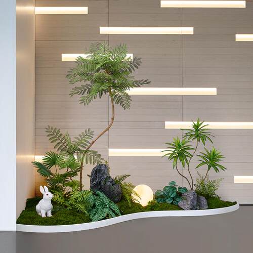 仿真绿植景观造景组合假树植物楼梯拐角橱窗门店花箱室内装饰布置