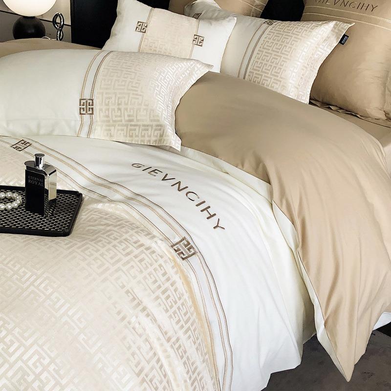 轻奢风纯棉床单四件套全棉简约刺绣被套北欧高级感床上用品