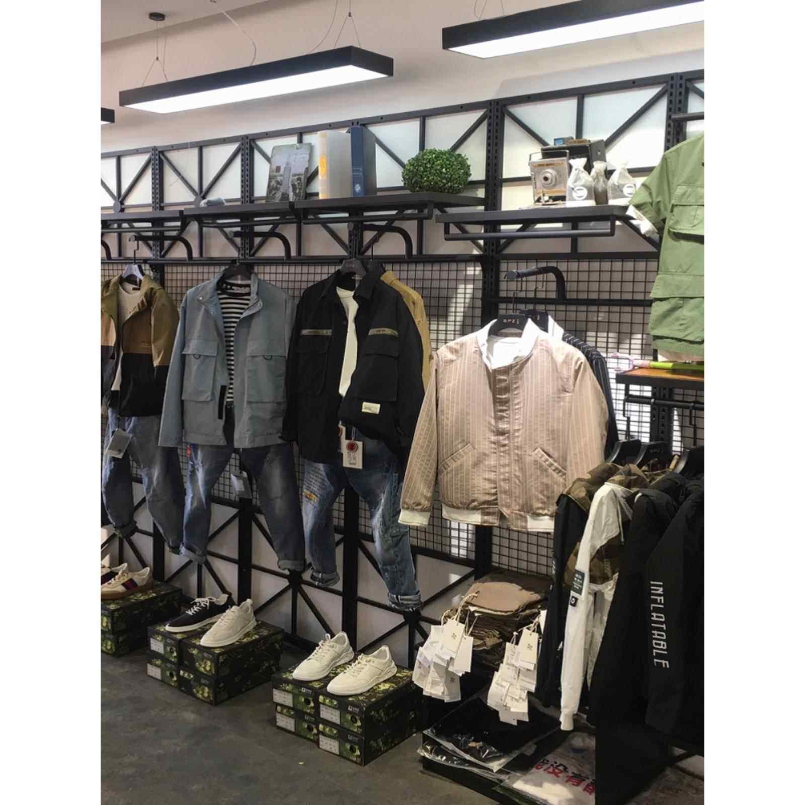服装店装修男装店上墙组合网红货架正挂侧挂背板展示架流水展示台