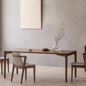新款 北欧木实餐桌极简家用书桌复古小户轻奢饭型桌侘寂风简长易客