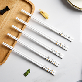 陶瓷筷子防滑防霉10双可爱高颜值筷子筒家用耐高温吃饭的筷子