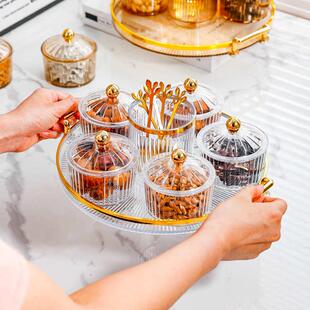 客厅水果盘干果碟点心小吃拼盘瓜子零食收纳奶油风分格带盖糖果盒
