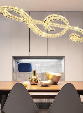 3394ld厅吊灯遥控e调光音符吊灯客厅厅吧台三面餐水晶餐吊灯