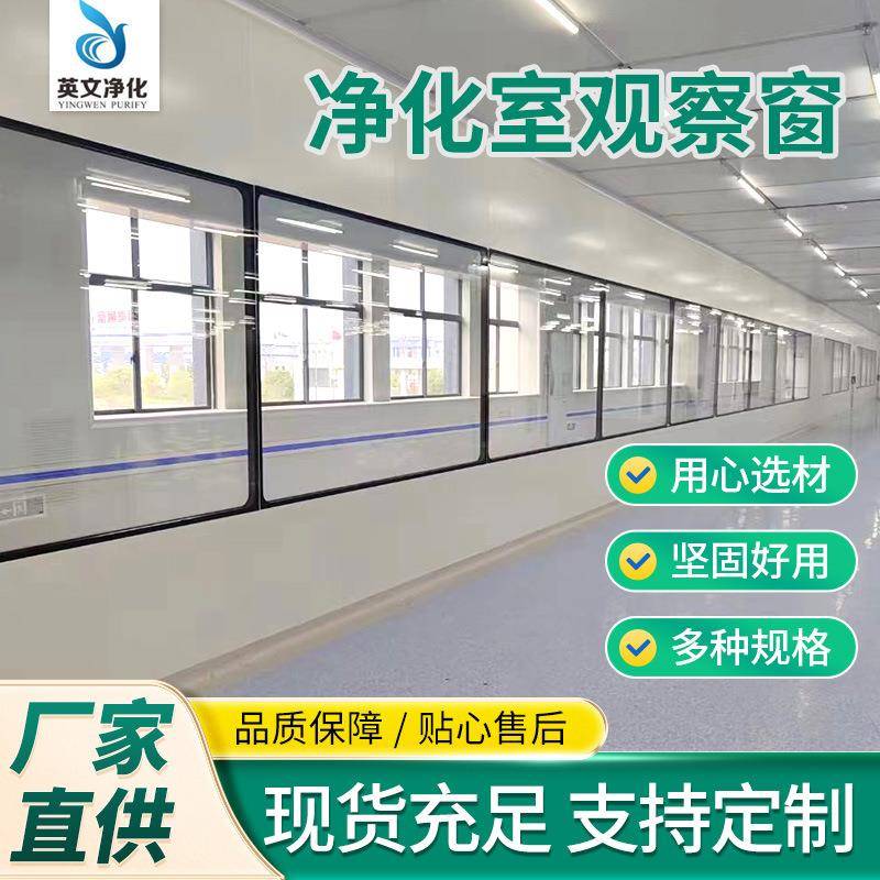 双层中空玻璃窗洁净室无尘车间净化窗观察窗走廊医院隔音固定视窗