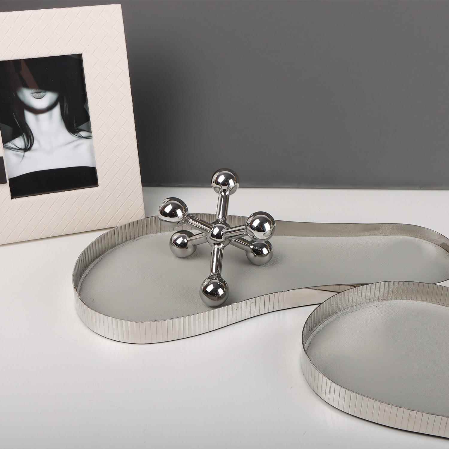 不锈钢创意脚掌皮革桌面托盘摆件客厅餐酒店柜台样板房间软装饰品