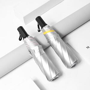 钛银胶三折手开伞防晒遮阳伞小清新口袋晴雨两用黑胶折叠伞