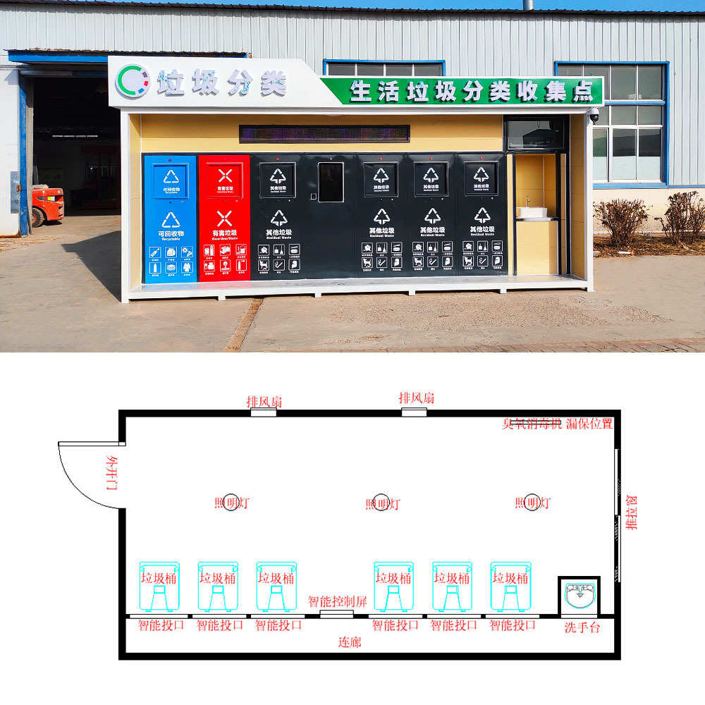 垃圾分类房厂家定制医院学校公共垃圾投放点户外成品智能垃圾房