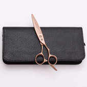 紫龙玫瑰金胖胖剪6寸微锯齿美发柳叶滑剪日式 弧形修饰理发剪刀