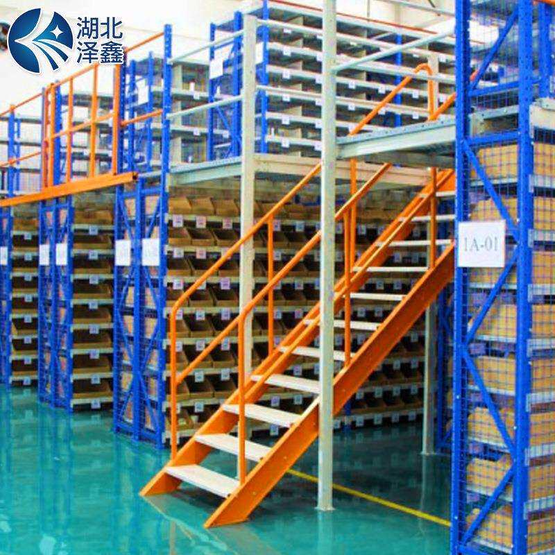 不锈钢平台式阁楼式货架重量型可推出金属楼梯分层式仓储防锈耐用