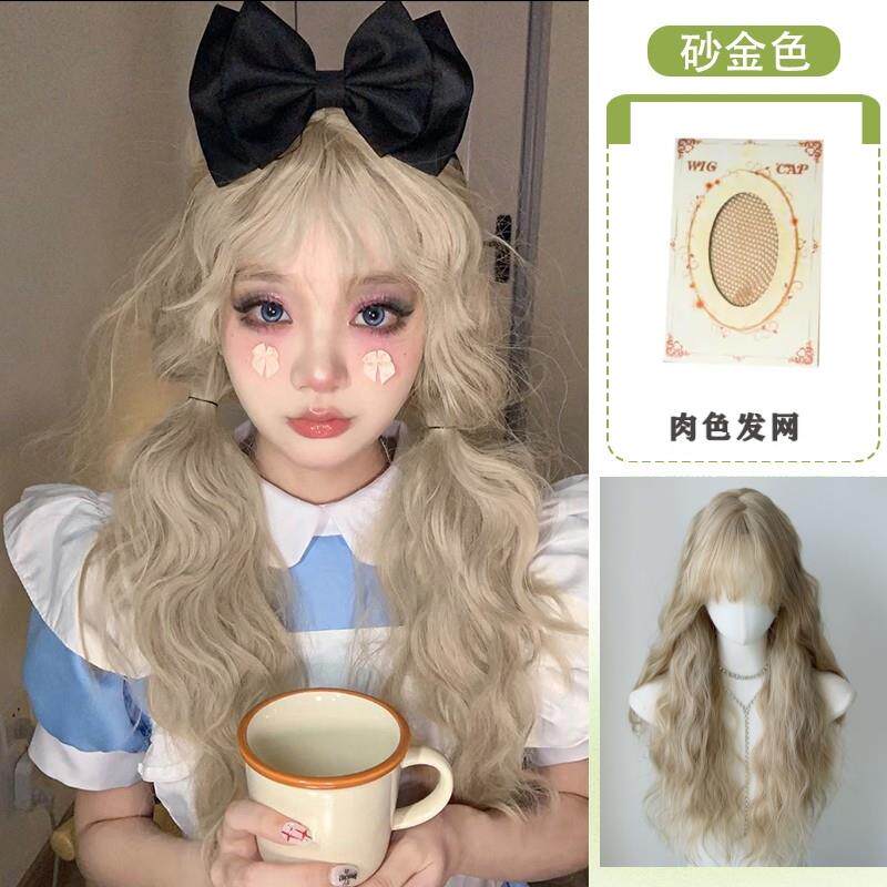 高档全羊毛卷假发女长发慵风懒水纹港蛋卷头仿真人波头套