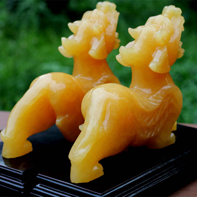 玉石黄玉貔貅玉坠阵摆件 玉石玉坠礼品