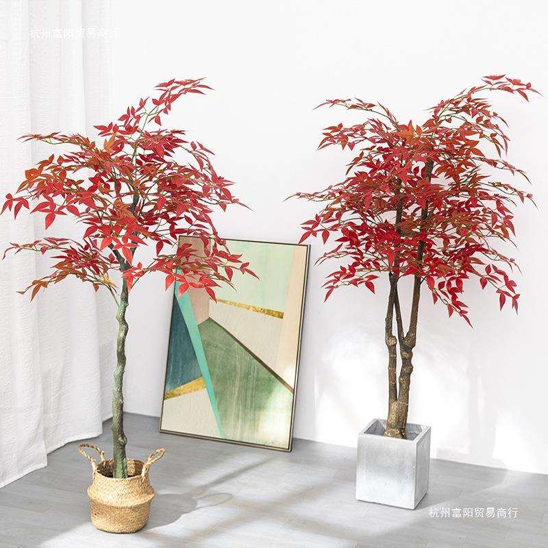 绿植假红枫树盆栽植物造景枫叶装饰花客厅室内摆件大型假花卉