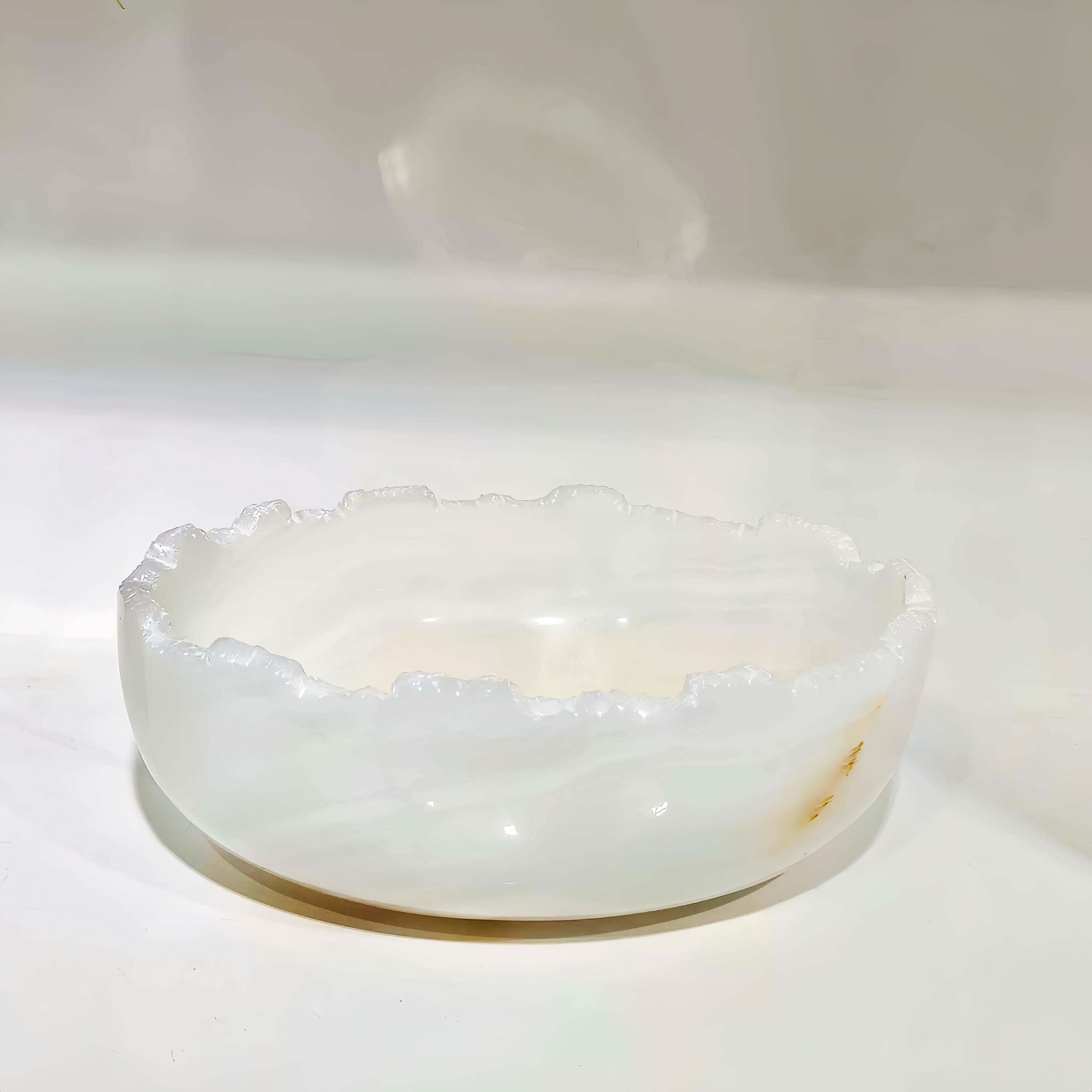 新中式天然玉石果盘收纳碗摆件轻奢样板间客厅茶几餐桌点心干果盘