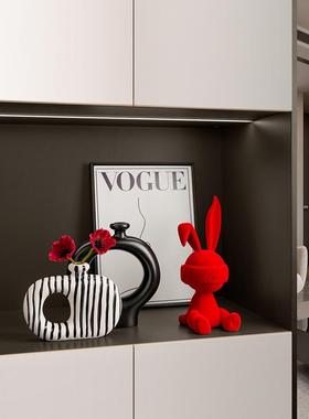 闪电CZX兔坐姿摆件卡通电创子意现代轻奢装客厅酒柜视柜入户玄关