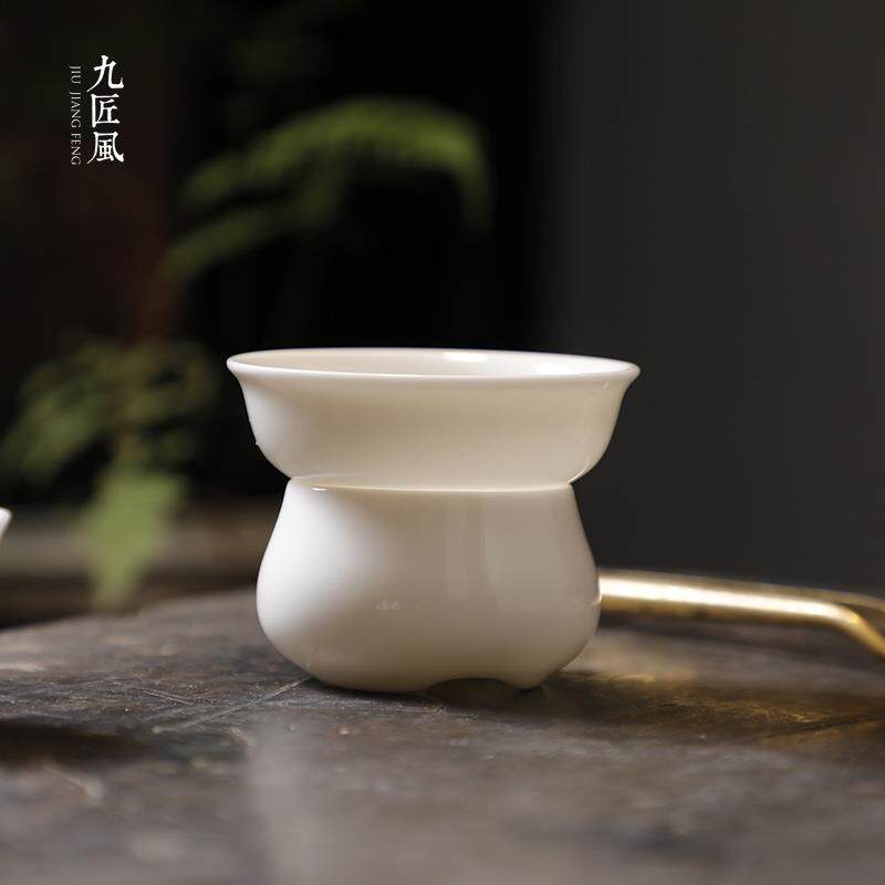 德化白瓷茶漏单套羊脂玉泡茶器过滤无纺布过滤网功夫茶具茶道配件