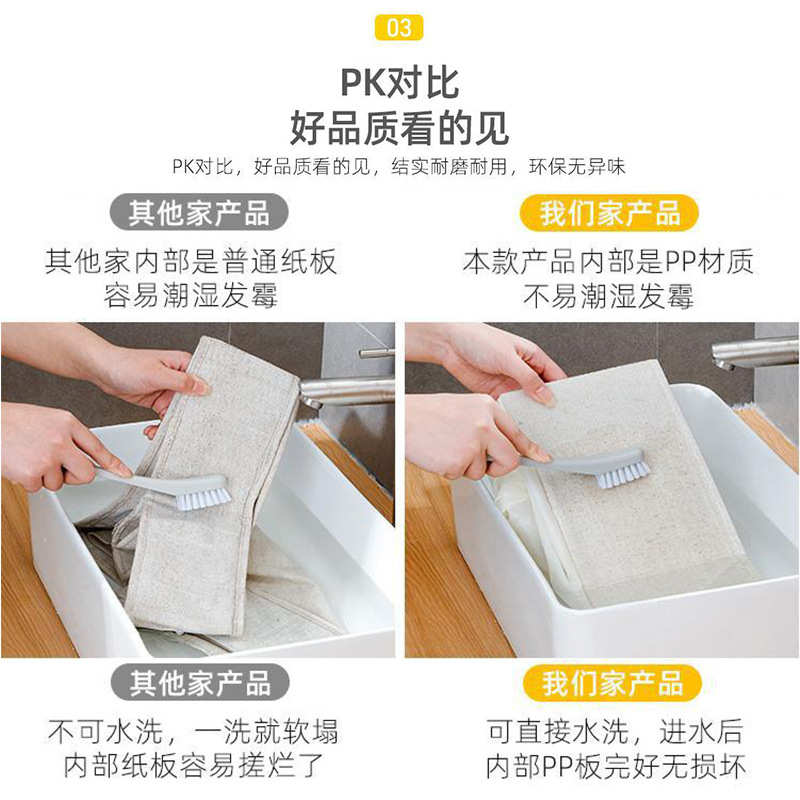 棉麻可视窗收纳盒抽屉式衣柜衣物整理收纳箱家用大号可折叠整理箱