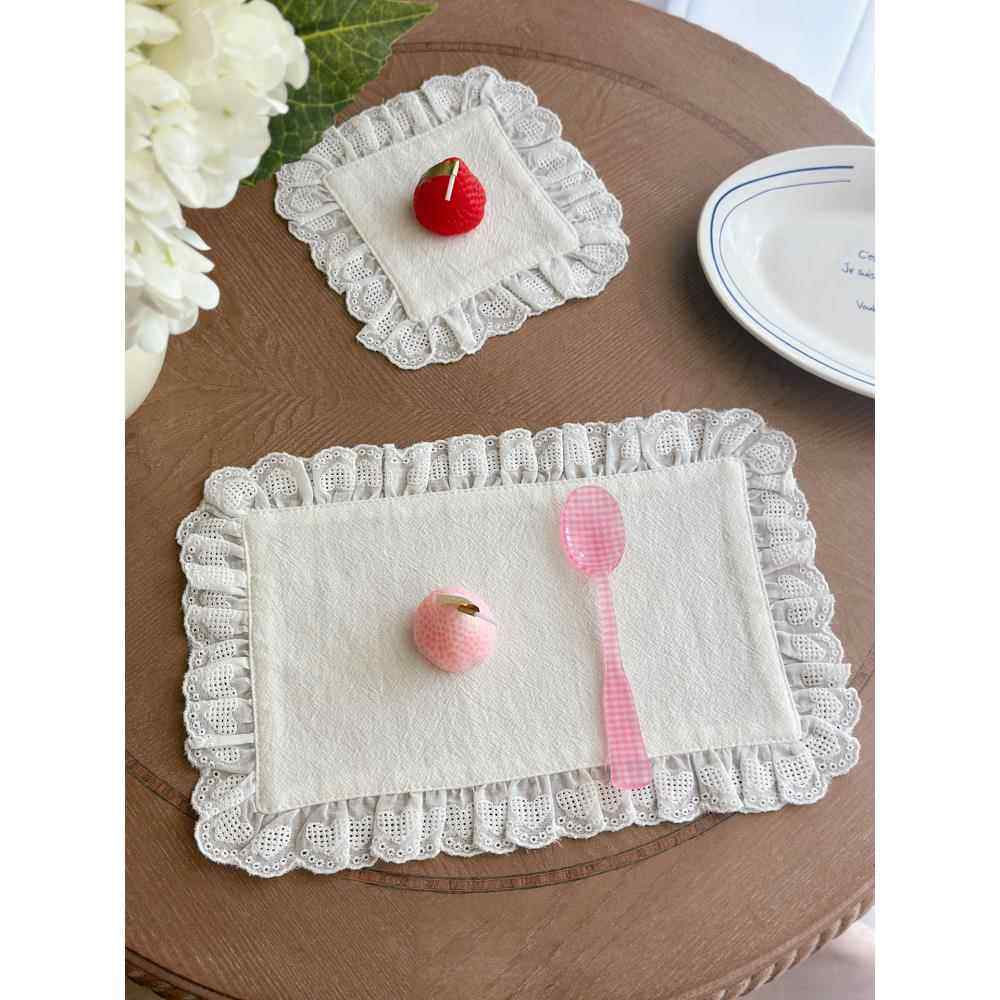 韩式ins风爱心花边小餐巾餐垫杯垫双层多用途防尘盖布美食拍照布,居家布艺,餐垫,淘宝优惠券,粉丝福利购,淘宝优惠卷