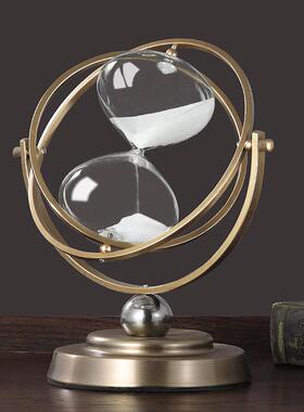 轻奢创意金属地球仪沙漏摆件欧式办公室书柜书房酒柜家居软装饰品