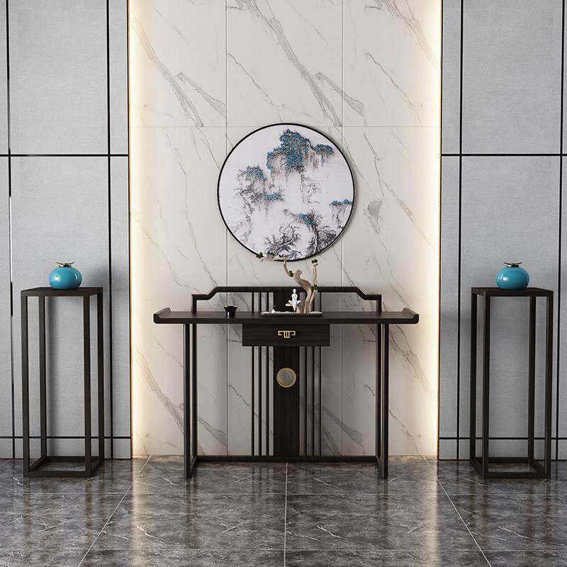 新中式实木玄关桌客厅玄关柜禅意供桌条案简约现代入户端景台家具
