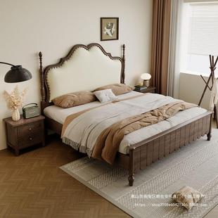 025新款 实木床软现代简.约FIS靠包中古风主2卧室18米双人床美式