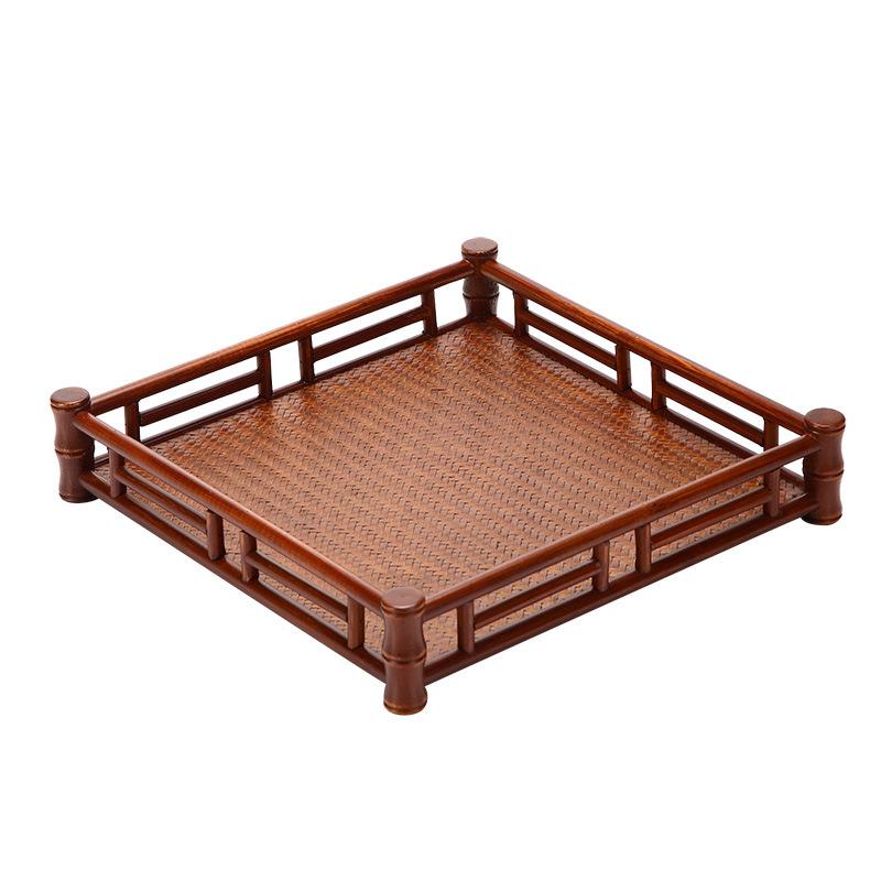 竹制品竹编茶盘手工编织干泡台奉茶盘家用长方形茶具收纳盘竹托盘