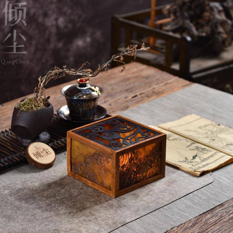 岩石温茶炉 竹框温茶器 蜡烛火暖茶炉 氛围灯 高级感茶空间小火炉