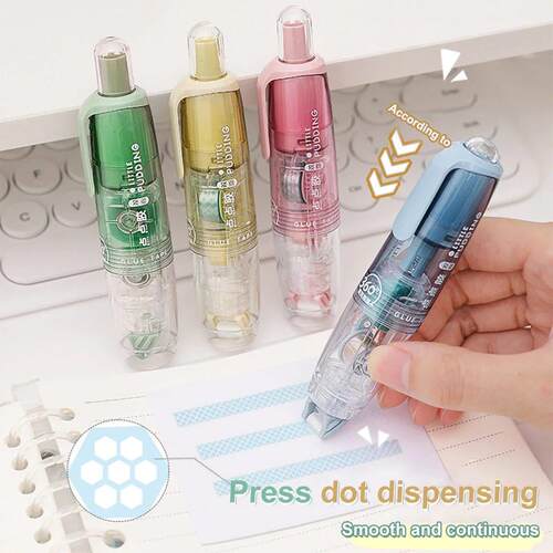 Cute Dots Glue Tape Double-Sided Adhesive Roller Refillable