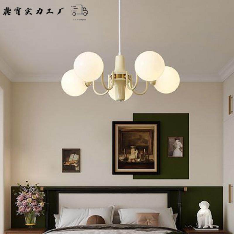 奶风卧室吊242灯设计师vin油tge古魔豆灯法式圆中球民宿a客厅吊灯