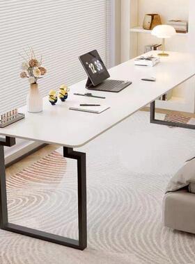 WIO岩板简书桌意式极双人黑色桌家长用条桌办公桌书房电脑莫比恩