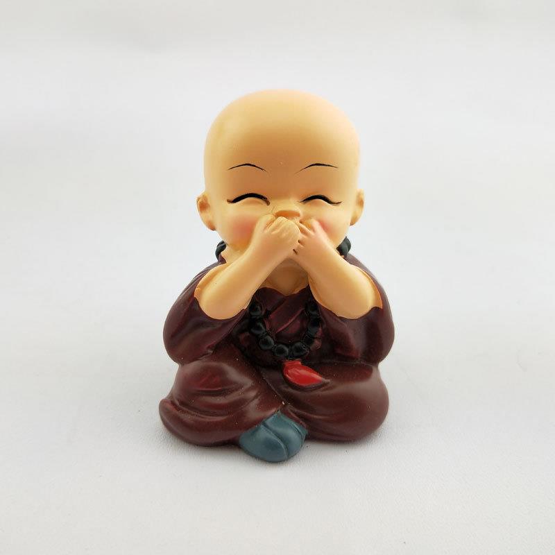 摆戴佛珠四不小和创尚树脂卡通公仔件意汽摆车工艺品小和尚件.