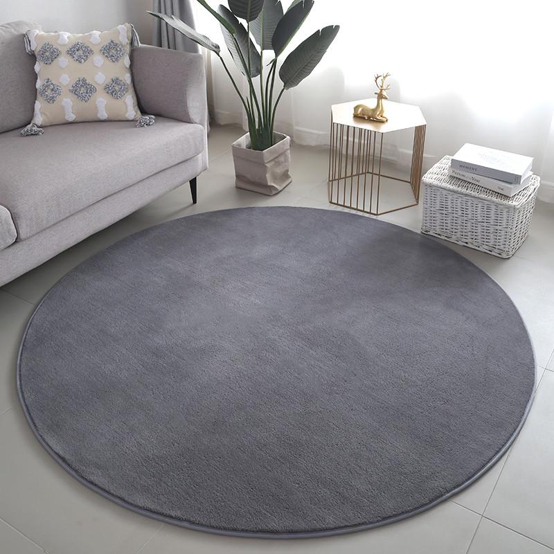 2F白色地毯圆形客厅INS沙发垫短绒卧室衣帽间婚纱店服装店拍照地