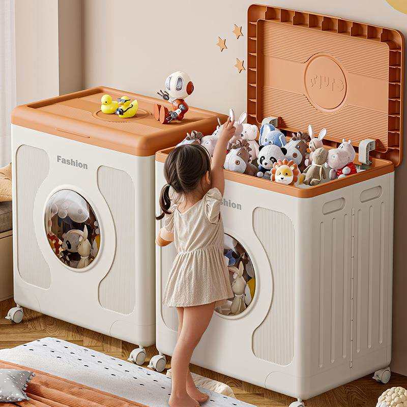 翻盖衣服收纳箱家用超大容量带滑轮整理箱可折叠衣物被子储物箱子