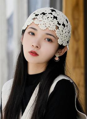 包头帽士帽子款2026新款钩花遮白发头巾蕾丝透气薄款镂0123k