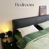 意式 黑色极简真皮床现代简约小户型带储物薄床头齐边双人床婚床