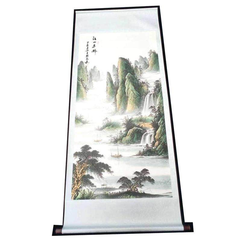 字画挂画仿古厂家中堂山水宣纸已风景多娇批发装装饰客厅江山