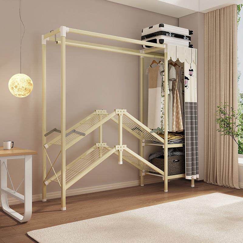 免安装折叠简易衣柜家用卧室出租房用收纳柜结实耐用全钢架布