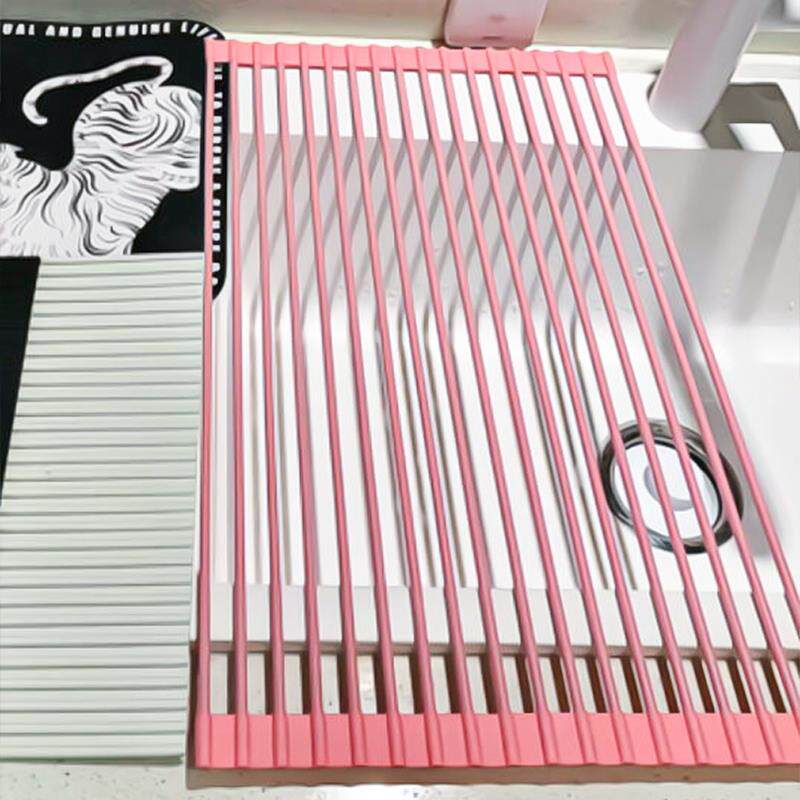 厨房水槽置物架矽胶可折叠水池碗碟沥水架防滑杯子奶瓶晾干 干收