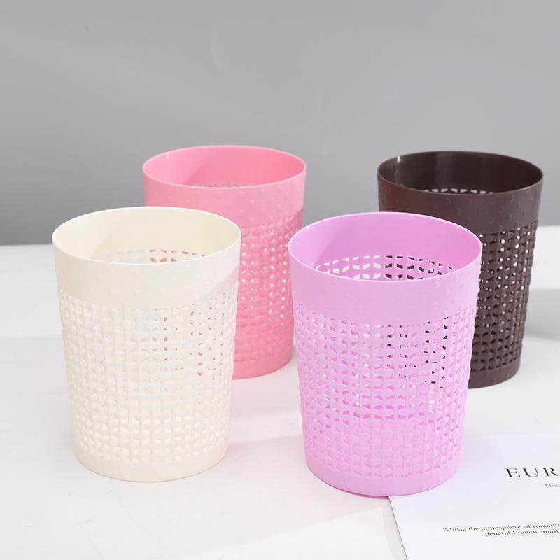Circular plastic pen holder with a grid design, creative sta - 实物图